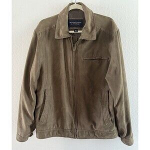 Roundtree & Yorke jacket Mens Sport Tan greenish Zip Up warm comfy Jacket Sz M